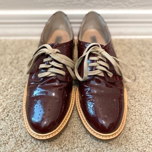 HALOGEN | Burgundy Leather Oxford Flats | Women’s Size 6.5 - Picture 2 of 5
